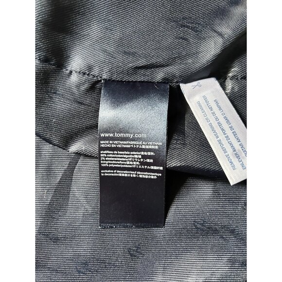 Tommy Hilfiger Belted Trench Coat Black w Navy Lining Size Large Double Breasted - Picture 6 of 8